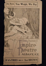 Antique 1920 Paper Advertisement Albany New York Empire Theatre Program Columbia - $39.50