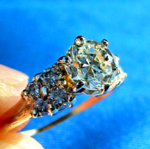 Earth mined Diamond Deco European cut Engagement Ring 14K Gold Vintage Solitaire - $8,409.59 CAD
