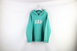 Vtg Gap Womens XL Faded Spell Out Block Letter Hoodie Sweatshirt Seafoam Green - £29.76 GBP