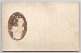 RPPC Darling Edwardian Ladies And Gents Mini Cameo Style Oval Photo Post... - £7.82 GBP