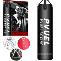 59&quot; Punching Bag W/ Chains Sparring Kick Mma Boxing Training Leather Hea... - $54.99