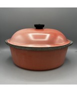 Vintage 6 Qt Pink/Salmon Club Aluminum Dutch Oven Roaster Oval Pot &amp; Lid... - £77.76 GBP