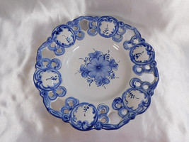 Blue and White Floral Plate from Portugal # 23294 - £20.85 GBP