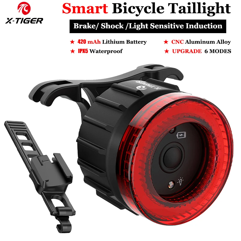 X-TIGER Bicycle Taillight Bicycle Smart Auto ke Sensing Light Waterproof LED Cha - £83.18 GBP