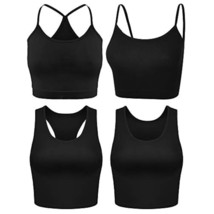 4 Pieces Crop Tops For Women, Basic Workout Tops Spaghetti Strap Tank To... - £33.72 GBP