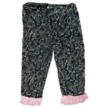 Vintage Black White Line Drawing Pink Tassel Capri Pants Size L Drawstri... - $437.05 MXN