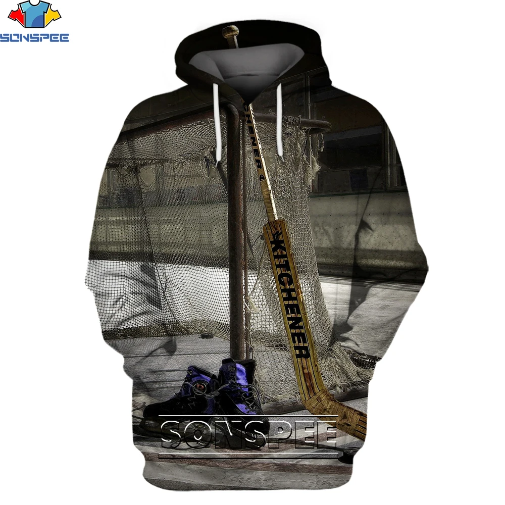 SONSPEE Ice Hockey Hoodie 3D Printing Men&#39;s Womens Clic  Coat Long Sleeve Haraju - £157.83 GBP