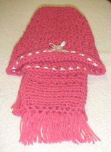 Hand Crochet Rose Colored 2pc.Scarf/Hat Set New - £6.75 GBP