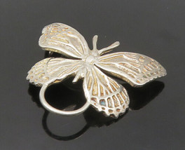 DESIGNER 925 Sterling Silver - Vintage Shiny Butterfly Motif Brooch Pin - BP7151 - £40.19 GBP