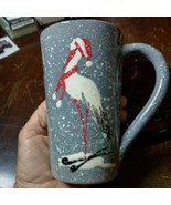 Beck France Christmas stork stocking cap tall mug holly vintage Art Pottery - $22.00