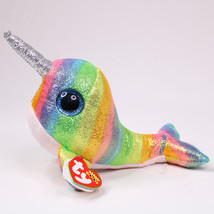 TY Beanie Boos 7&quot; NORI Narwhal Rainbow Color Plush Unicorn Whale Stuffed... - £8.55 GBP