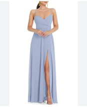 Lovely Sky Blue Spaghetti Strap V Neck Center Slit Maxi Dress 8 NWOT - $97.23