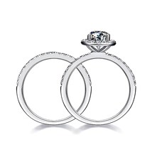 Rings Set (2 pcs), 925 Sterling Silver, 1 Carat Moissanite, Heart Shape - £137.26 GBP