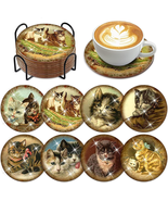 8 Pcs Cat Diamond Art Painting Coasters Kits with Holder DIY Cute Cat Di... - £19.08 GBP