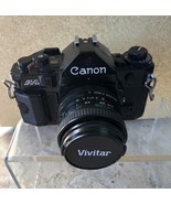 CANON A-1 SLR 35mm Film Camera w/ Vivitar 50mm Lens Excellent Condition