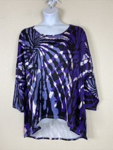 Beyond This Plane Womens Plus Size 4XL Purple Abstract Stretch Top Long Sleeve - £10.53 GBP