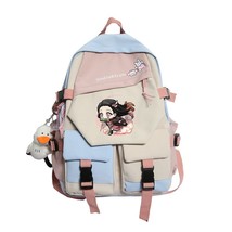 Anime Backpack Demon Slayer Nezuko Kawaii Cartoon School Bag Manga Girls Travel  - £80.96 GBP