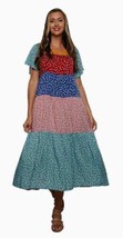 New Sacred Threads L/XL Colorful Polka Dot Tiered Rayon Short Sleeve Max... - £19.68 GBP