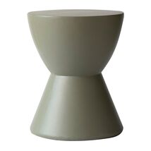 LeisureMod Modern Side Table Hourglass Design with Round Fiberstone and ... - $153.86