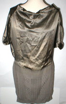New Womens M 6 NWT Dress 3 Designer Patrizia Pepe Firenze Brown 100% Silk Wool - £1,094.82 GBP