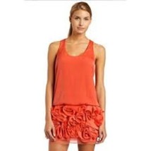 BCBGMaxAzria Babydoll Mini Dress Orange XS Sleeveless Short Rosette Race... - £27.55 GBP