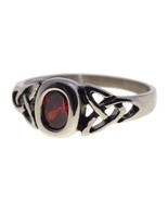 Celtic Solitaire Ring Garnet Red Cubic Zirconia Engagement Handfasting Band - £10.16 GBP
