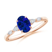 ANGARA Lab-Grown Ct 1 Oval Blue Sapphire Engagement Ring in 14K Solid Gold - £694.00 GBP