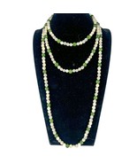 Vintage Moonstone Green Nephrite Bead Necklaces Silver Clasps - $118.80