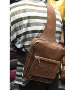 Vintage Mens Genuine Leather Shoulder Chest Bag Sling Bag , handmade  hi... - $188.00