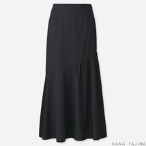 Uniqlo Hana Tajima Seersucker Flared Cotton Skirt Black Size Medium - £48.02 GBP