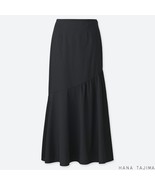 Uniqlo Hana Tajima Seersucker Flared Cotton Skirt Black Size Medium - $945.83 MXN