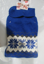 Festive Dog Sweater Ugly Sweater on Blue Background Size M by Pet Central - £12.77 GBP