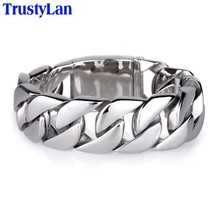 L stainless steel mens bracelets 20mm wide curb cuban link chain bracelet men jewellery thumb200