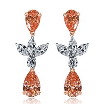 2.70 Carat Intense Pink Lab Grown Diamond Teardrop Earrings 14k White Gold - £3,282.67 GBP