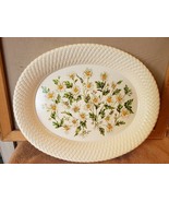 Vintage Hard Plastic Serving Platter Tray Daisies Flowers Basketweave Ed... - £23.73 GBP