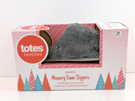 Totes Toasties Women&#39;s Memory Foam Bed Slippers Size Xl 9-10 Faux Fur Trim Grey - £10.68 GBP