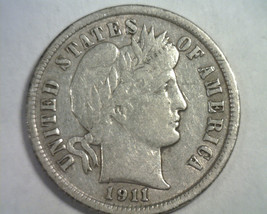 1911 Barber Dime Extra Fine+ Xf+ Extremely Fine+ Ef+ Original Coin Bobs Coins - $34.00