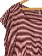 Cacique Lane Bryant Size 1X 18/20 Shirt Top Knit Cap Sleeve Burgundy Red Stripe - £22.22 GBP