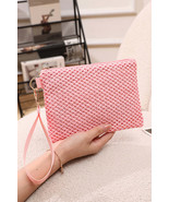 Pink Woven Zipper Wrist Strap Square Handbag - $31.57 CAD