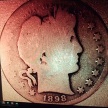 ½ Half Dollar Barber 90% Silver U.S Coin 1898 S San Francisco Mint 50C K... - $32.68