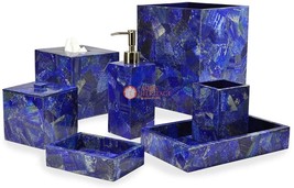 Blue Lapis Lazuli Bathroom Set Handmade Bathroom Decoration Bathroom Luxury Set  - £1,381.71 GBP