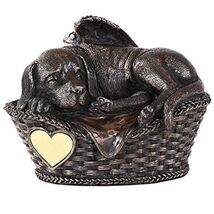 Dog Angel Sleeping in Basket Cremation Urn Memorial - $49.98