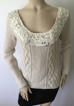 FREE PEOPLE Cable Knit Crystal Embellished Sweater (Size M) - £31.86 GBP