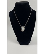 Oval Blue Opal Pendant Necklace Mexico 925 Sterling Silver 16&quot; Chain - £77.58 GBP