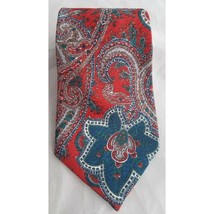 Mervyns Windridge 100% Polyester Tie Paisley Green Red Christmas 60&quot; - £7.86 GBP