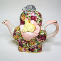 Royal Albert Old Country Roses Chintz Armchair w/Cats Mini Teapot Doulton Rare - £47.96 GBP