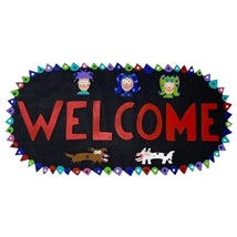 Funky Contemporary Welcome Sign With Family &amp; Dogs Home Decor - £35.95 GBP