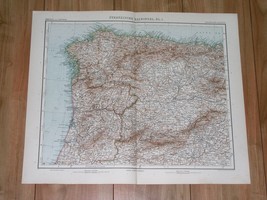 1912 Map Of Northern Portugal Nortwestern Spain Galicia Basque Country Madrid - £23.78 GBP