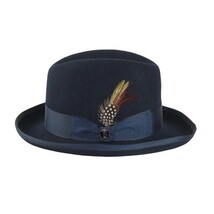Men Bruno Capelo Dress Formal Hat Australian Wool Homburg Godfather GF102 Navy image 5