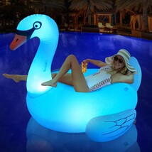 Big Swan Pool Floats Solar Powered Flamingo Pool Floats Adult W/Led Color - $68.98